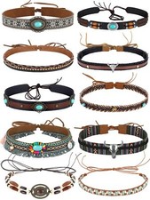 10 Pcs Cowboy Hat Bands Ethnic Western Hat Belts Rural Cowgirl Turquoise Hatb...