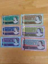 Barbuda set of 6 polymer fantasy notes 1-50 dollars QEll