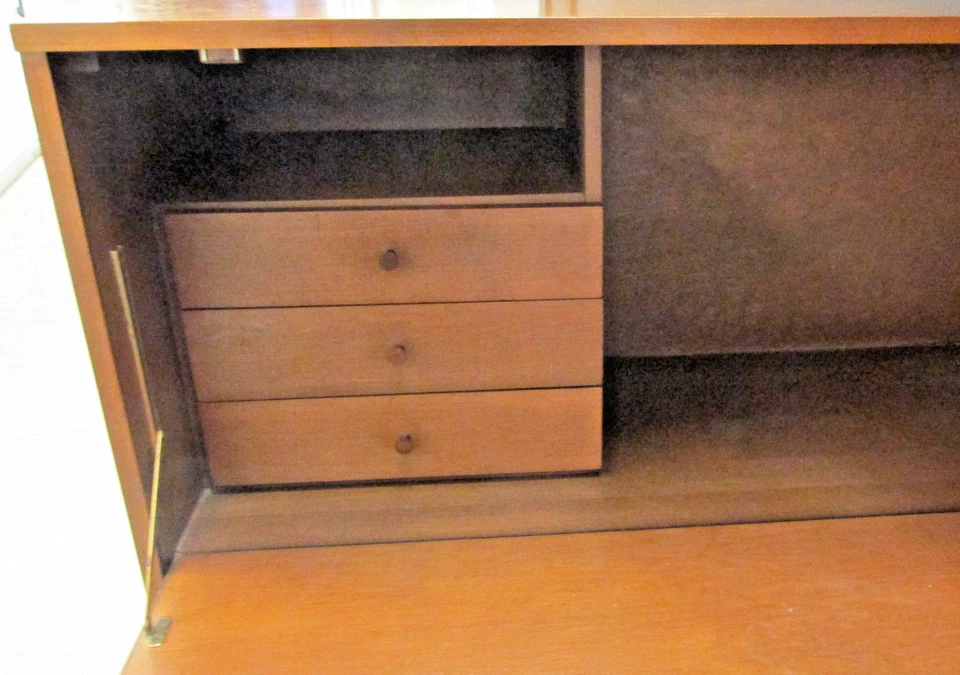 Paul McCobb Planner Group Tapa Caída Secretaria Escritorio Acabado Tabaco Foto 4 de 4