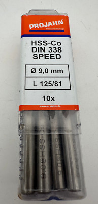 8x Projahn HSS Metallbohrer DIN338 Speed Ø9mm L125/81 Bohrer Spiralbohrer