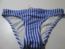 NWT Xhilaration Womens Size XS Bikini Bottom Blue Cheeky Striped Swim Beachwear