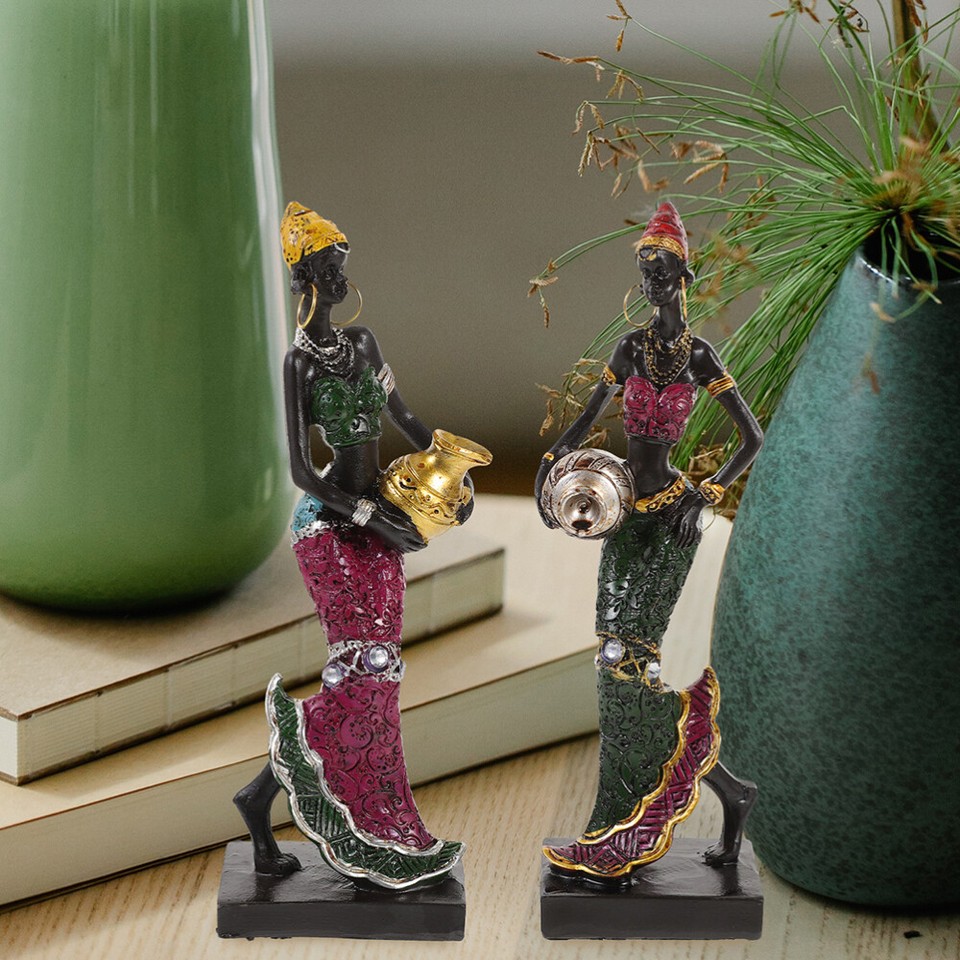 Resin African Figurines African Women Sculpture Creative Vintage Gift