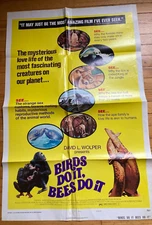 Vintage 1975 Columbia Pictures Movie Birds Do It Bees Do It Folded Sheet Poster