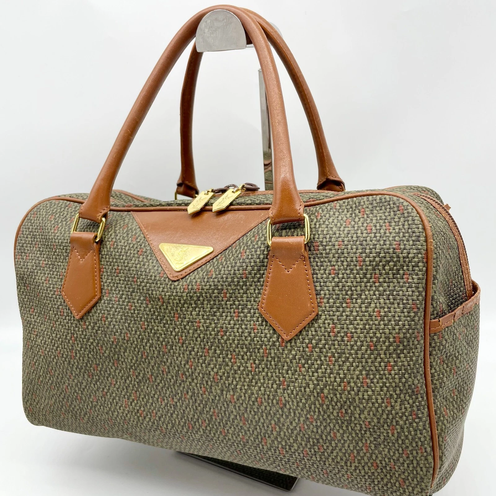 SAINT LAURENT (YSL) Borsa Yves Saint Laurent Boston marrone tela pelle Y2K vintage autentica