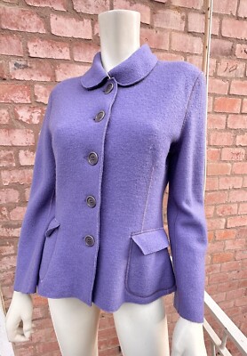 Aspesi Jacke Wolle Mini Mantel Lila Pastell Flieder Peter Pan Kragen Größe IT...