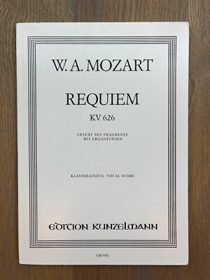 Mozart Requiem KV 626 Vocal Score, Edition Kunzelmann