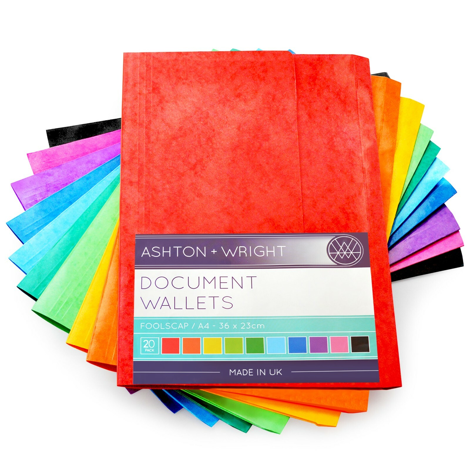 Ashton and Wright Document Wallets Foolscap A4 10 Assorted Colours 20 ...