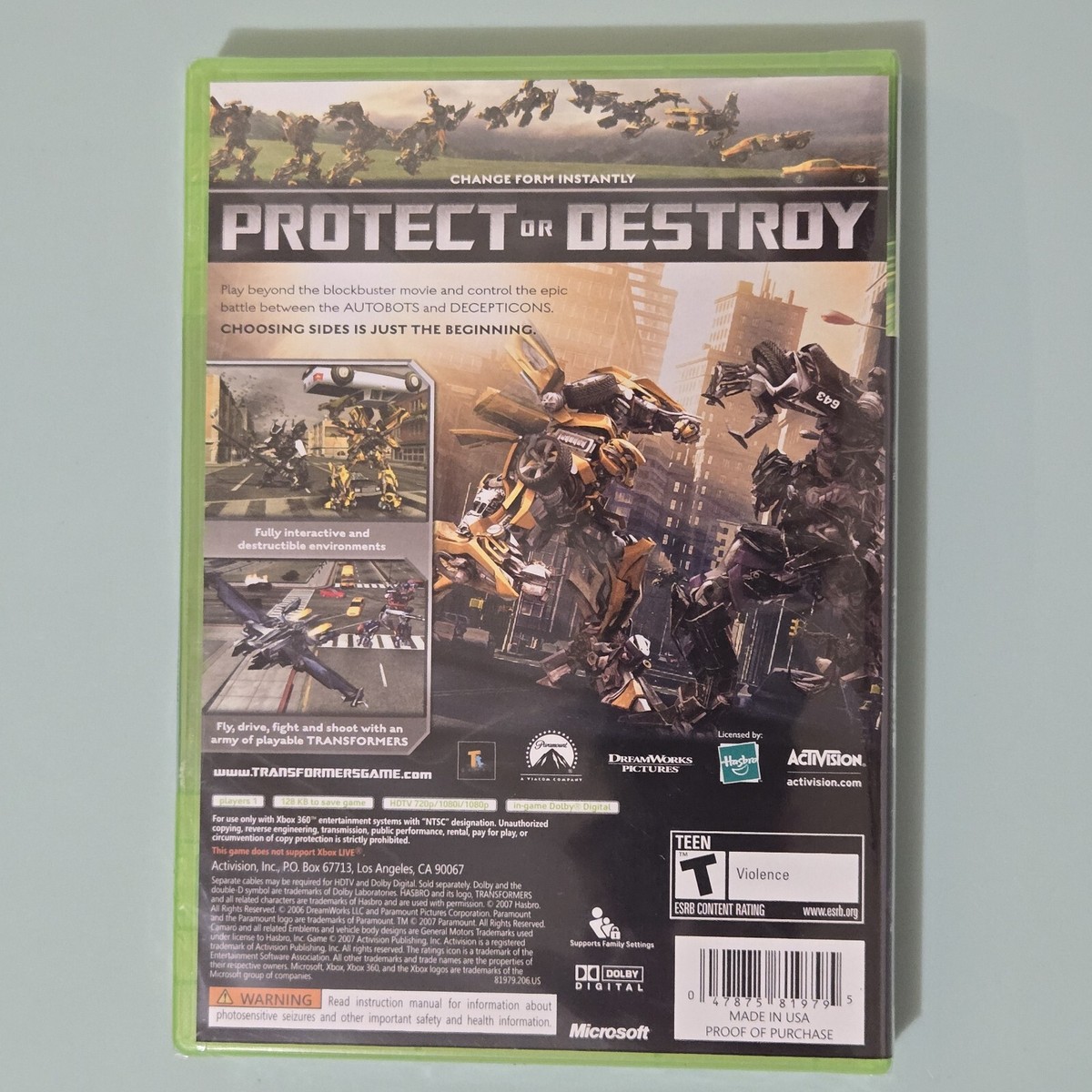 Transformers: The Game (Microsoft Xbox 360, 2007) Factory Sealed