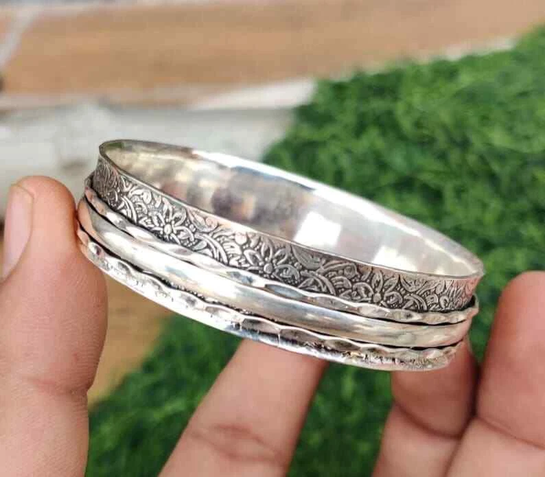 925 sterling silver bracelet bangle Silver Spinner Bangles, bangles for  women