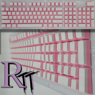 104Pcs Pink Pudding Full Size Key PBT Double Shot Keycaps Mechanical Keyboard PC