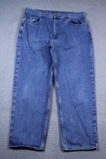 HQG Jeans Mens 38x30 Blue Straight Leg Mid Wash Denim Cotton Heavy Duty Workwear