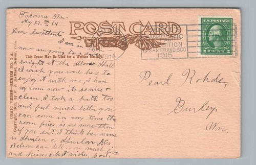 "Be Careful of the DUDE w Sporty Clothes" Antique Rooster Chicken Art 1911 - Picture 2 of 2