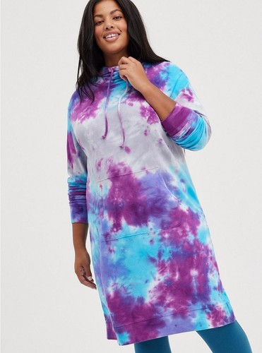 Vestido con Capucha Torrid Terry Francés Tinte Azul Púrpura Nuevo con Etiquetas Nuevo 1X - Imagen 4 de 10