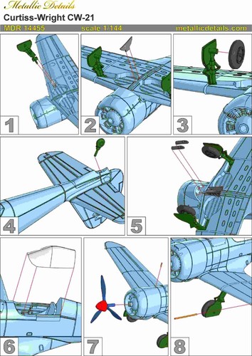 Curtiss-Wright CW-21 Scale 1:144 Metallic Details MDR14455 Aircraft Model Kit - Picture 9 of 10