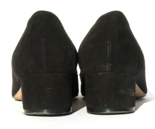 MANOLO BLAHNIK Abdon Black Suede Tassel Vamp Low Mid Block Heel Loafers Pumps 37 - Picture 6 of 12