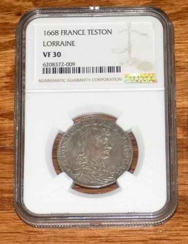 1688 FRANCE Lorraine SILVER French TESTON NGC VF 30 VF30 Graded Certified Coin
