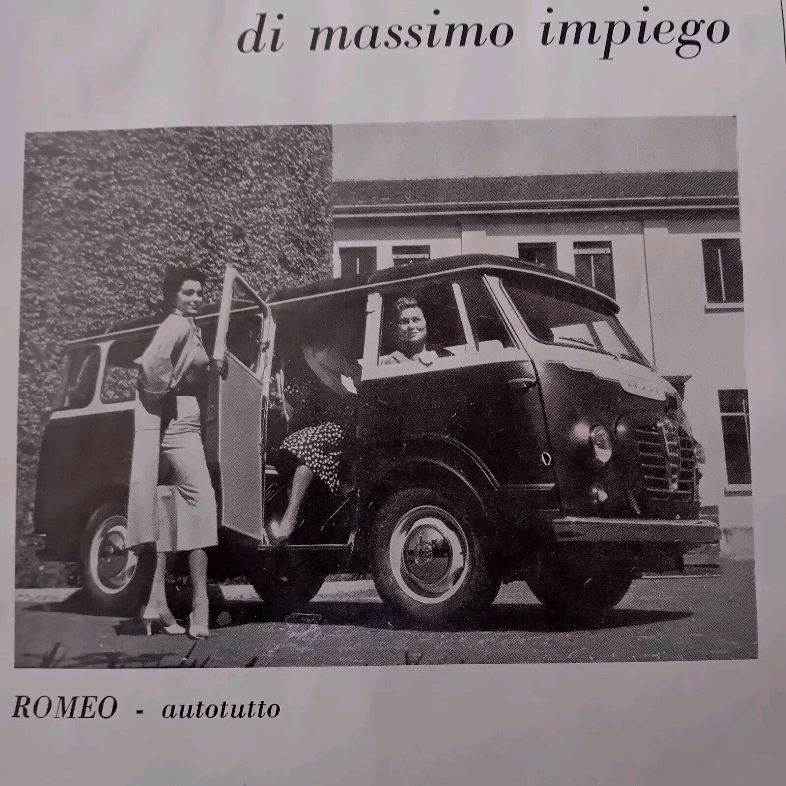 ALFA ROMEO FURGONE ROMEO AUTOTUTTO pubblicità rivista 1955 Advertising