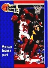 1991-92 FLEER MICHAEL JORDAN BULLS LEAGUE LEADERS #220 BASKETBALL CARD