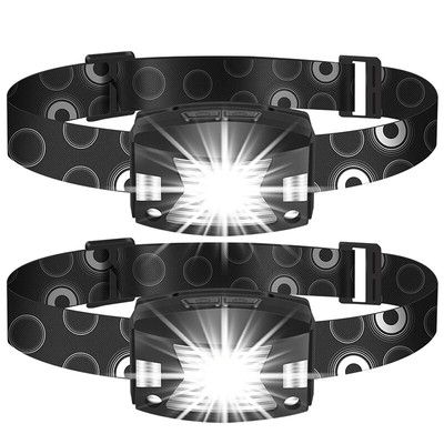 2PCS Rechargeable Mini LED Head Torch Headlight Lamp Body Motion Sensor Headlamp