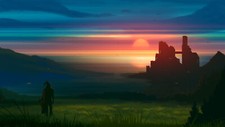 Landscape joeyjazz knight ruins fantasy art sunset Custom Gaming Mat Desk