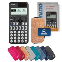 Casio FX-810DE Cw Schulrechner + Schutztasche, Buch-Classic Set Kork