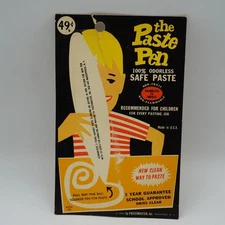 Pastemaster Paint Pen Cardboard Hang Tag 1960's Advertising Design