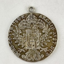 Silver Maria Theresa 1780 1 Thaler Coin Austria Soldered Loop