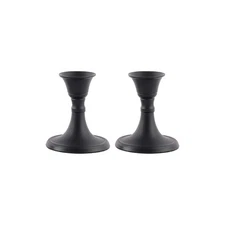 Black Candle Holder Set of 2 - Decorative Taper Candles
