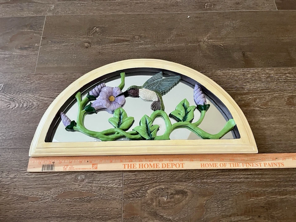 Espejo Decorativo con Colibrí y Diseño Floral Foto 3 de 4