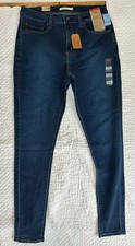 NEW Womens Levis 721 High Rise Skinny Jeans Blue Stretch Denim 32x32 14 