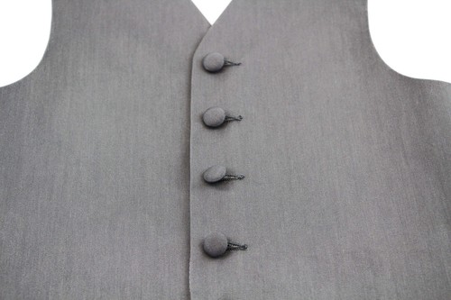 Dark Grey Boys Junior Cotton Vest Adjustable Waistcoast & Matching Bow Tie Set - Picture 6 of 17
