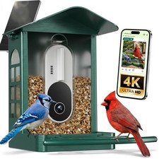 SV3C Smart Bird Feeder with Camera, 4K UHD Solar AI Green