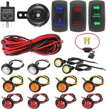 UTV Turn Signal Kit with Horn, Universal Street Legal Set with Rocker Switch Haz