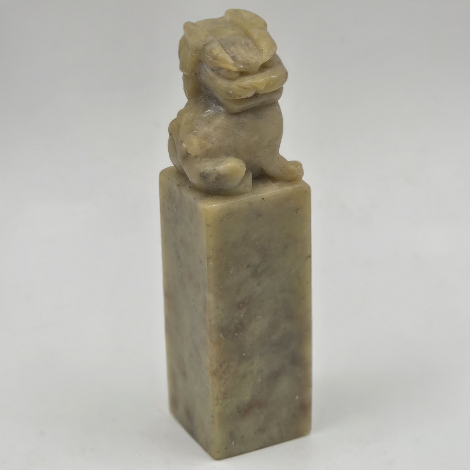 Dog 3" Soapstone Seal Pale Green Lion Chop Seal