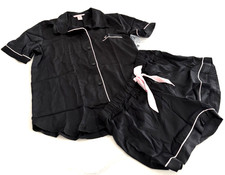 Victoria's Secret Satin Boxer PJ Pajama Set Black
