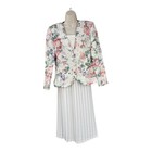 Vintage Floral Blazer Skirt Suit Women 90s Cottage Feminine Artsy Pleated Siz 12