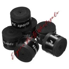6Pcs Tennis Racket Grip Tape PU 43.3" Round Groove Non-Slip Absorb Sweat Black