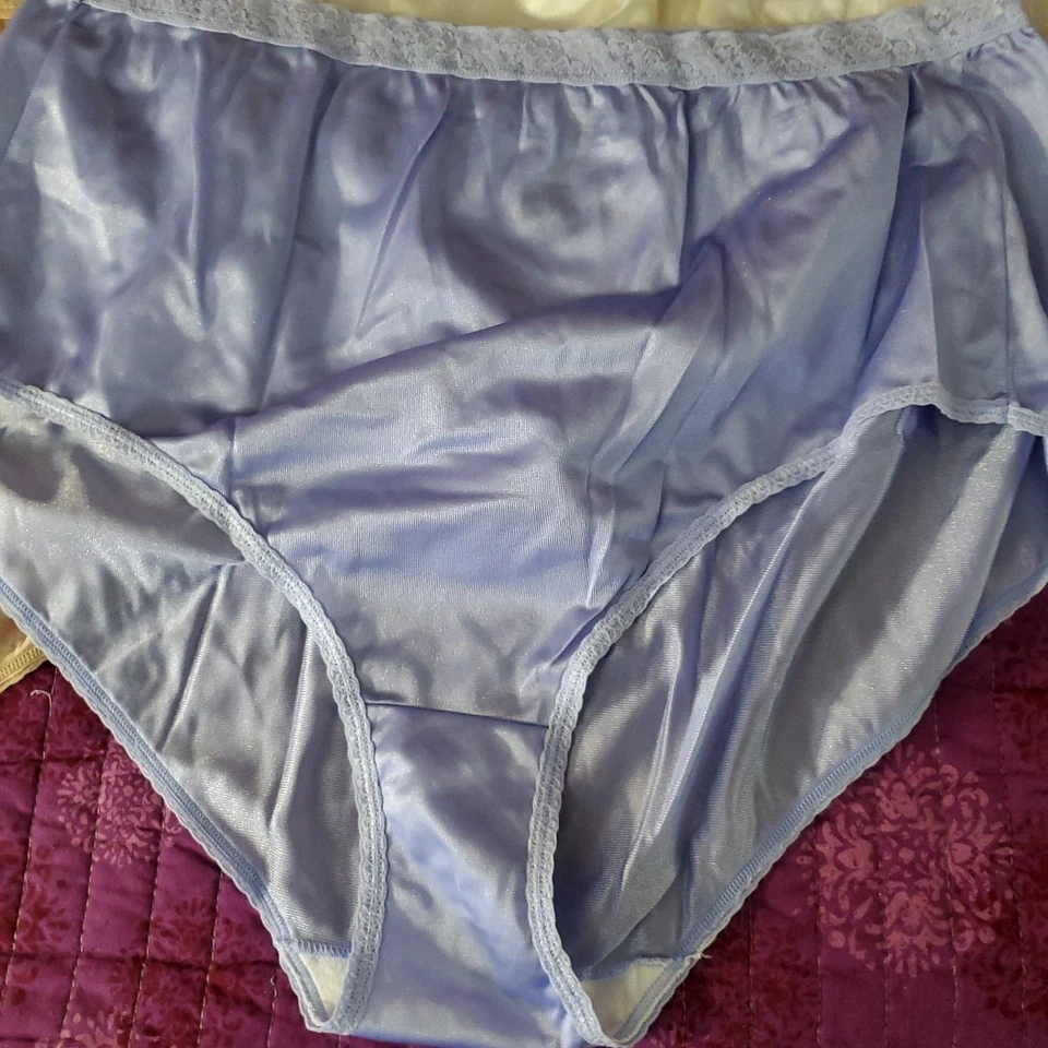 4 Pack Vintage JUST MY SIZE Brief Granny Panties SHINY SATIN NYLON  Plus Size 5X - Image 2 of 4