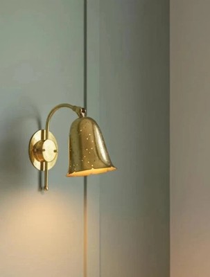 Perforated Brass Sconce - Handmade Unlacquered Brass Wall lamp in Bell Shape
