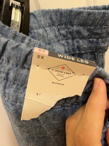 St Johns Bay Women’s Wide Leg High Rise Pull On Pants 2X Chambray NWT - Picture 7 of 9