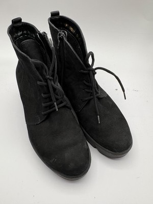 Waldlaufer Luftpolster women's black lace side zipper wedge boots US 7 UK 4.5