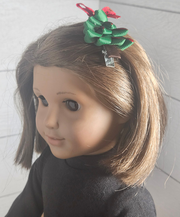 Accessories, Hair Fashion, Adorable Christmas Tree Bow Hair Clip for 18" Dolls