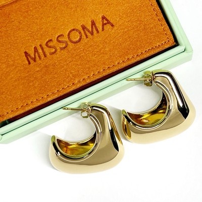 MISSOMA Demi fine GOLD EARRING Bold Hoops Pierced. New W Box