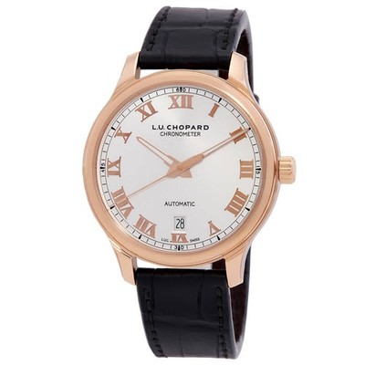 Chopard L.U.C 1937 Classic Silver Sunburst Dial 18kt Rose Gold Men's Watch