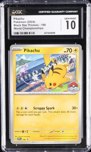 2024 POKEMON BLACK STAR PROMOS WORLD CHAMPIONSHIPS #190 PIKACHU CGC 10 GEM MINT