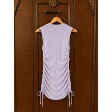 Zara NWT Medium Lavender Ruched Mini Dress Side Drawstring Bodycon Sleeveless