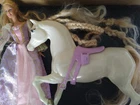 Vintage Barbie As Rapunzel Princess Doll With Purple Pink Dress includes a horse