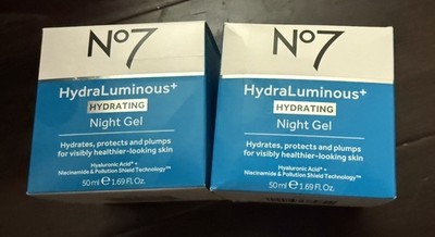 No7 HYDRA LUMINOUS HYDRATING NIGHT GEL , PROTECTS AND PLUMPS 50ml 2PKS
