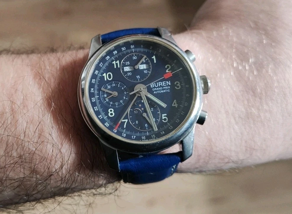 Cadran Chronographe Buren Grand Prix - 34,48 Mm, Occasion Avec Patine Vintage