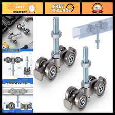 2 rodillos de carro silenciosos plateados para canales de puntal de 1-5/8" con perno M10
